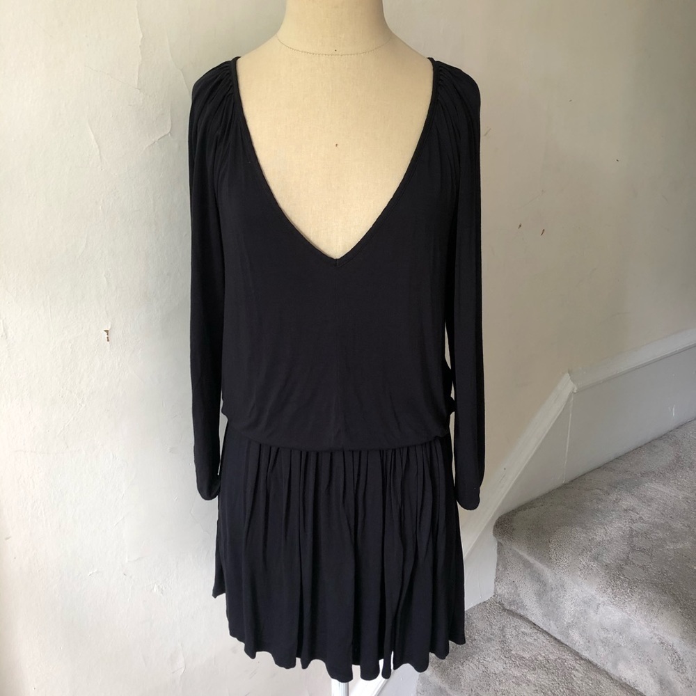 Soft Joie Blouson V-Neck Viscose Black Bracelet Sleeve Emmi Dress EUC Size XS